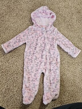 Pink Hooded Fleece Footed One-Piece for Kids
